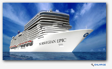 Norwegian Cruise Line have at long last unveiled the first images of its new 153,000-gross ton, 4,200-passenger Norwegian Epic, the company's largest and most innovative Freestyle Cruising ship to date.